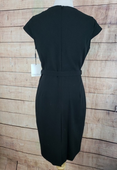 Calvin Klein Petites Cowl Neck Belted Sheath Dress - Picture 4 of 6